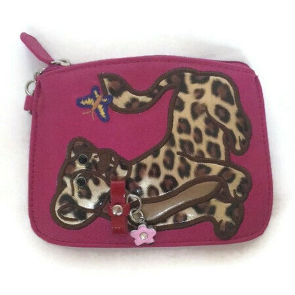 Sharif Pink Leather Coin Purse Cougar Cheetah NIB - Picture 2 of 12